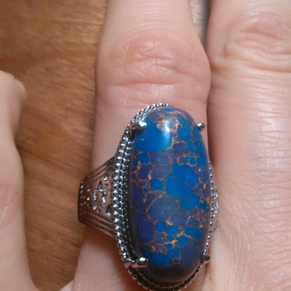 Mojave Purple Turquoise Solitaire Stainless Steel Ring (Size 6) - Picture 12 of 16